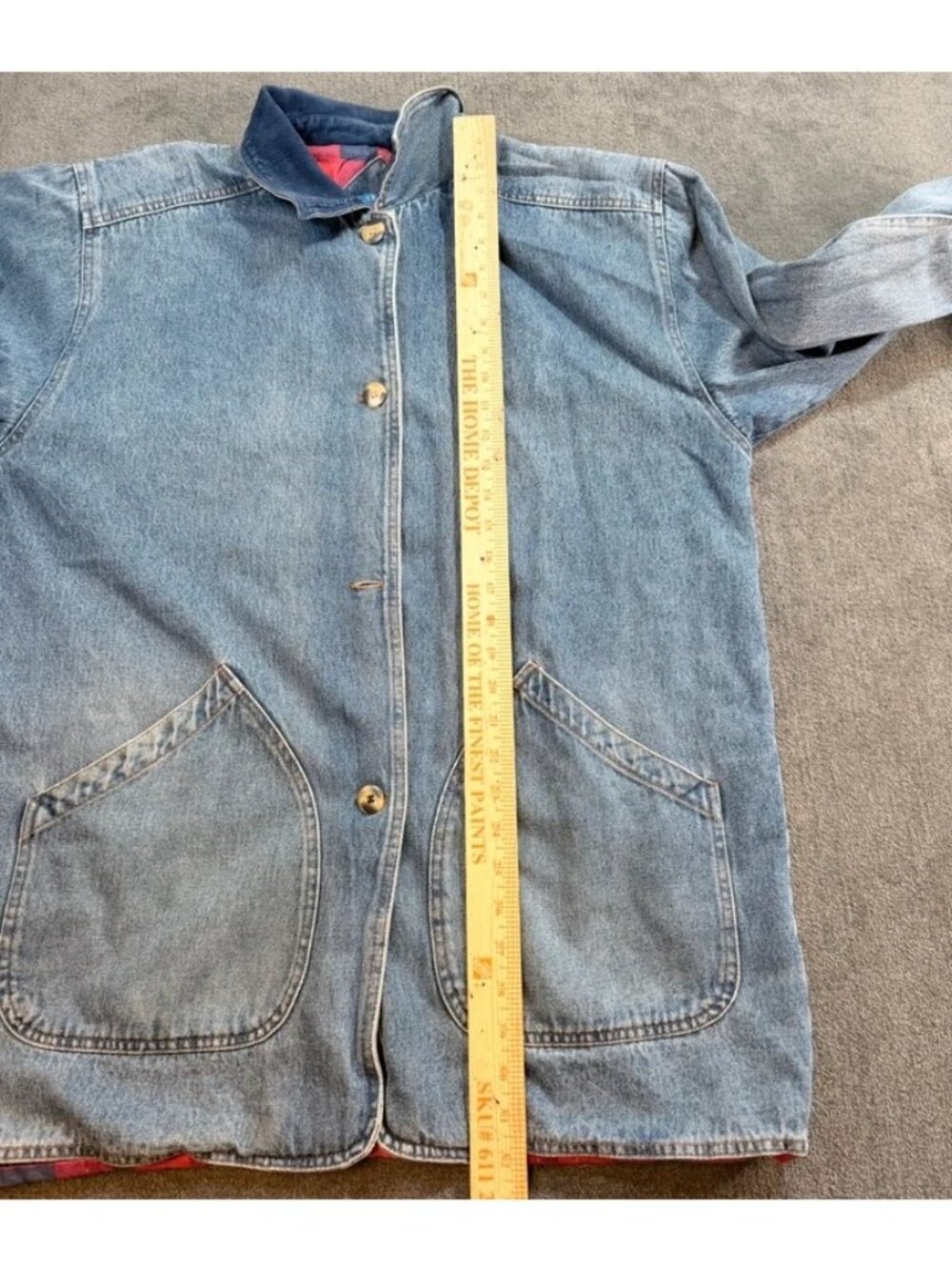 Denim Barn Utility Field Chore Coat Flannel Lined Chore Barn Jacket VTG 80s Lg - Picture 8 of 9